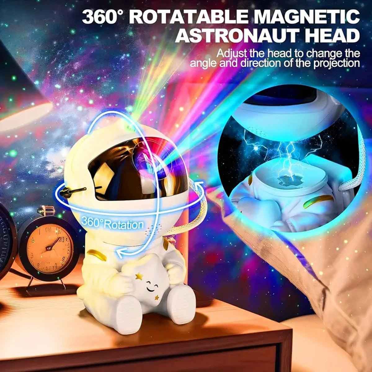 Astronaut Star Projector Night Light – Aesthetic Bedroom & Gift Decor